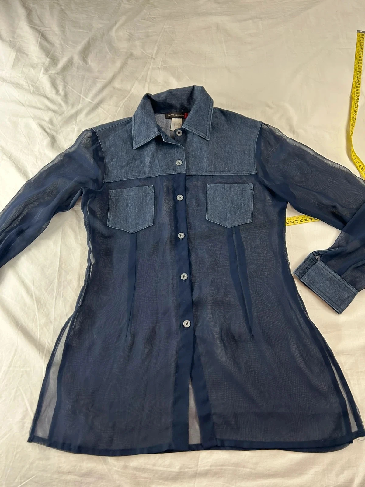 Chemise femmes, je vous aimes bleu marine effet transparent vintage